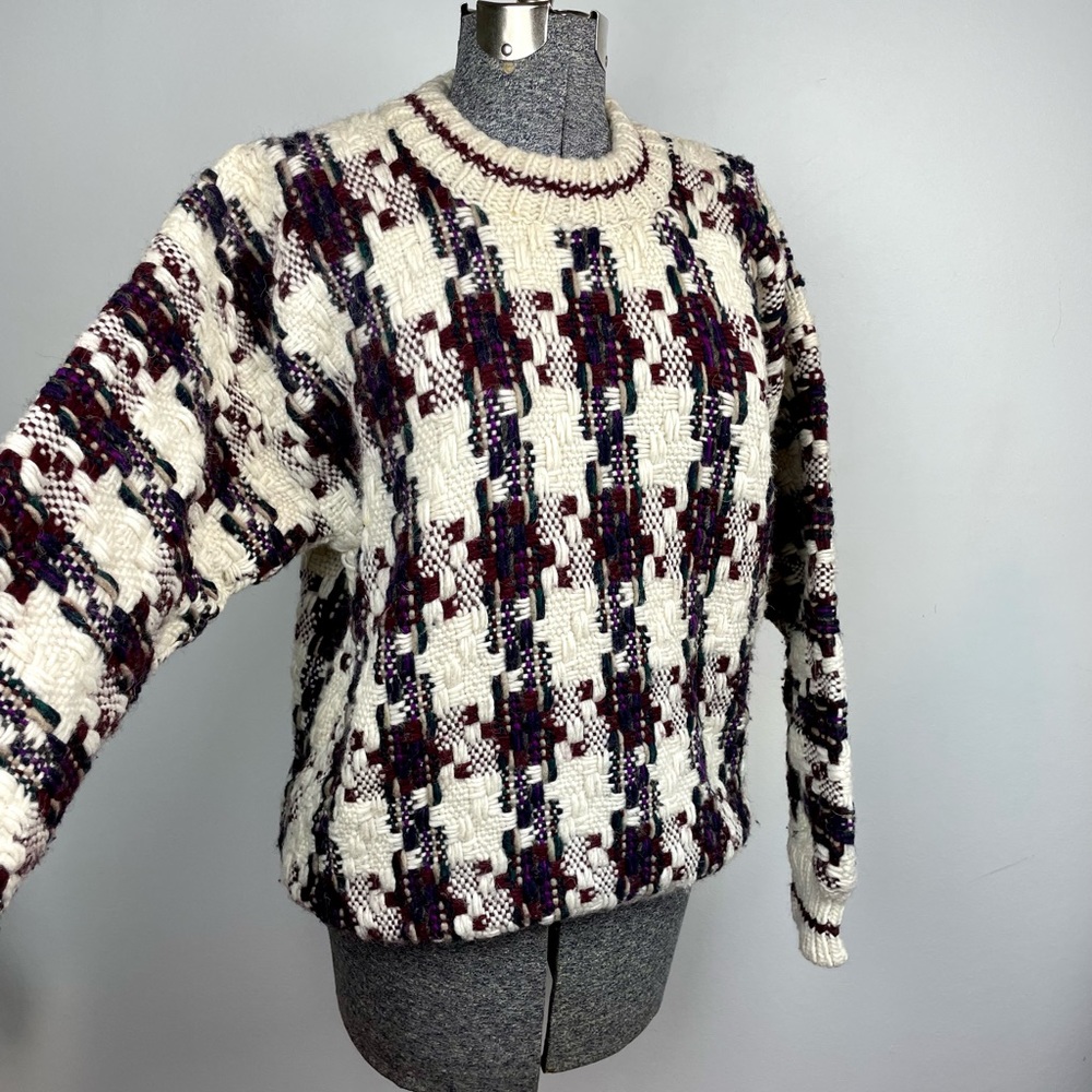 Equador Hand Knit Mens Wool chunky Basket Weave Knit See Sizing In Des…